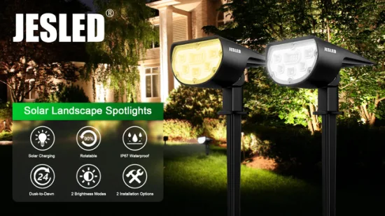 Jesled 14 LED Faretto solare per paesaggio Illuminazione per esterni Lampada da parete wireless Luci da giardino solari per passerella